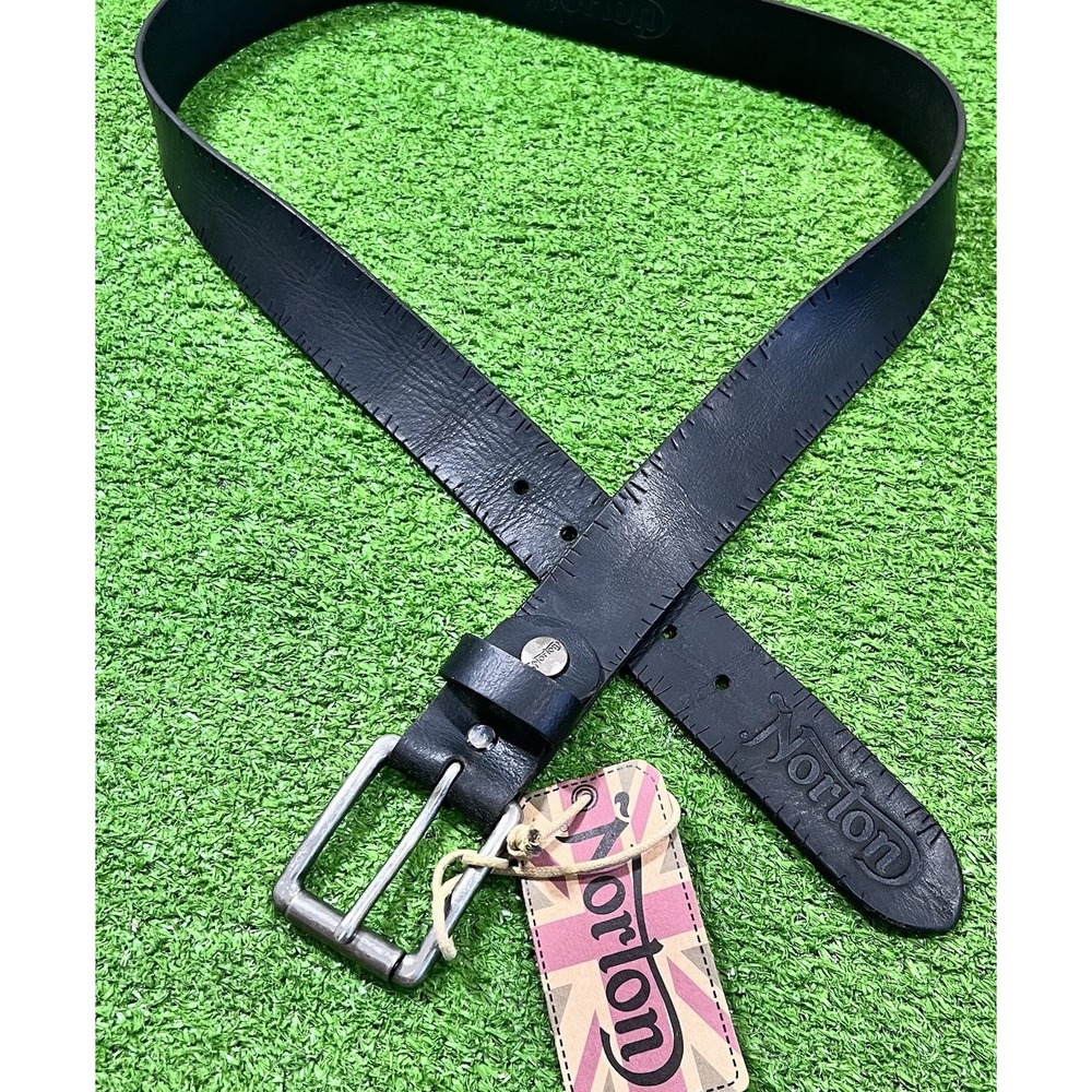 Vintage Norton Motorcycle Belt SZ 40 Black Leather British Biker Belt NWT